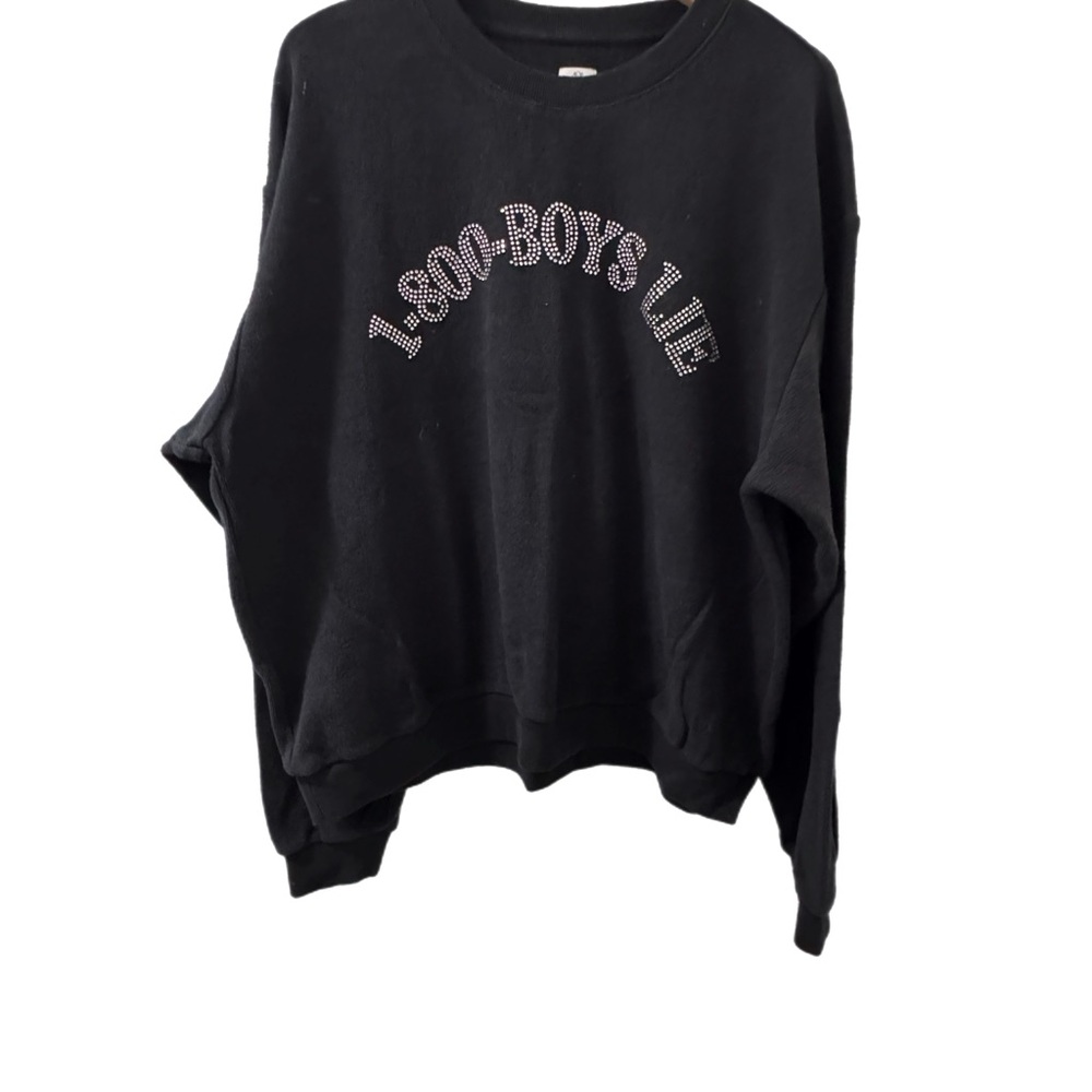 Boys Lie Black Crewneck Sweater with Graphic